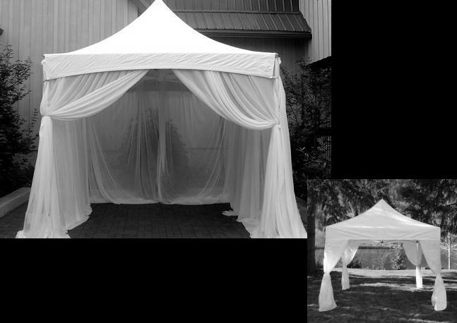 White sheer tent and canopies provided for outside weddings and events